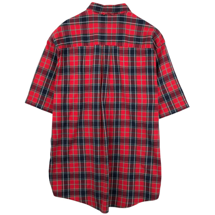 Eddie Bauer short sleeve button down check shirt, men's XL size cotton red type Vintage Second Hand