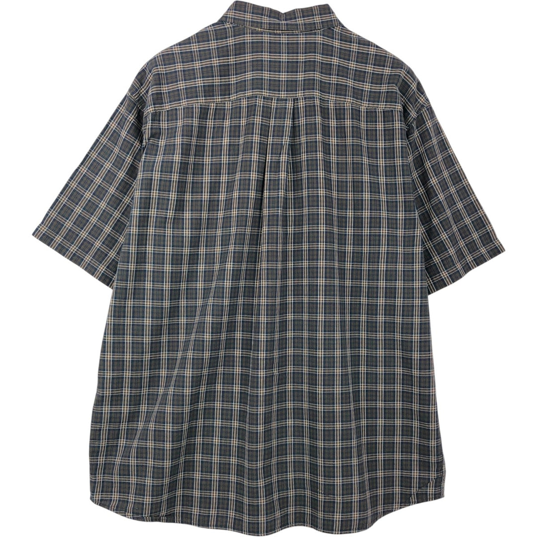 Eddie Bauer short-sleeved cotton check shirt, men's XL size cotton dark green Vintage Second Hand