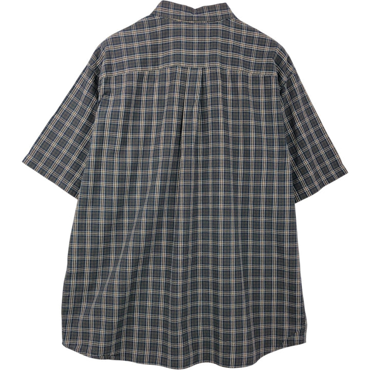 Eddie Bauer short-sleeved cotton check shirt, men's XL size cotton dark green Vintage Second Hand