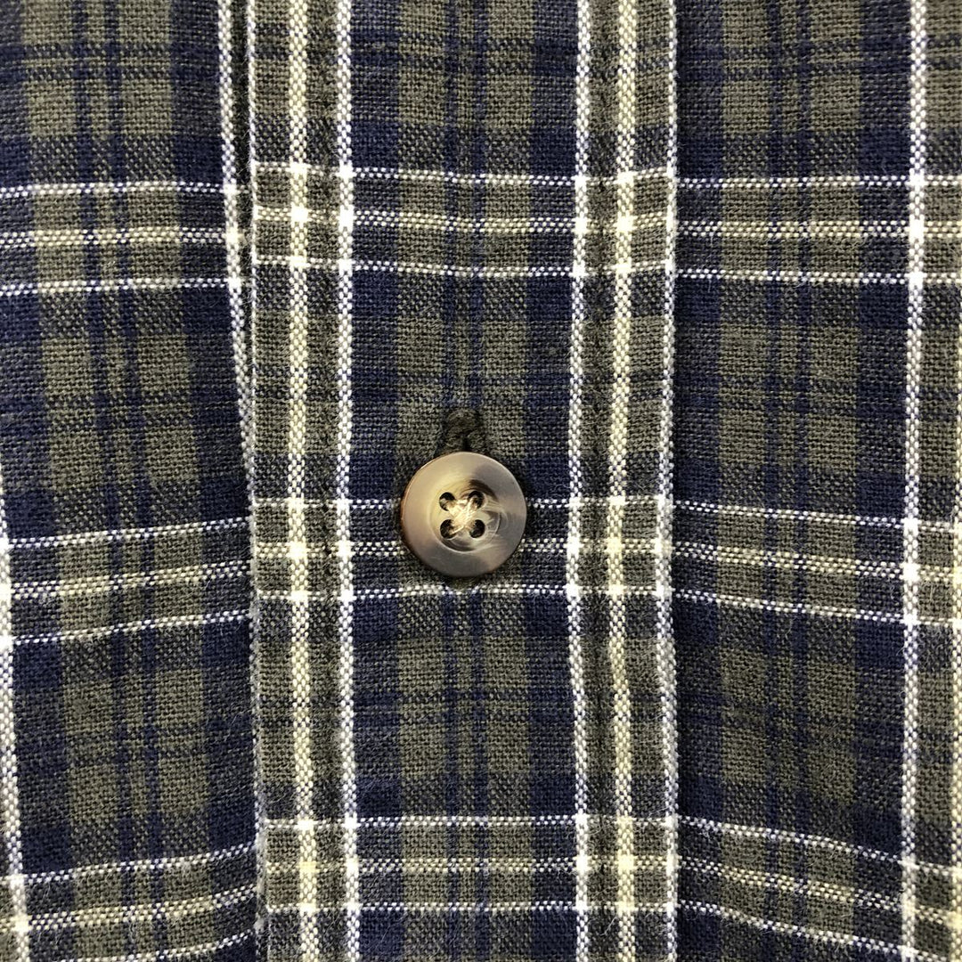 Eddie Bauer short-sleeved cotton check shirt, men's XL size cotton dark green Vintage Second Hand