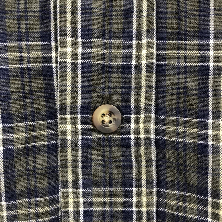 Eddie Bauer short-sleeved cotton check shirt, men's XL size cotton dark green Vintage Second Hand