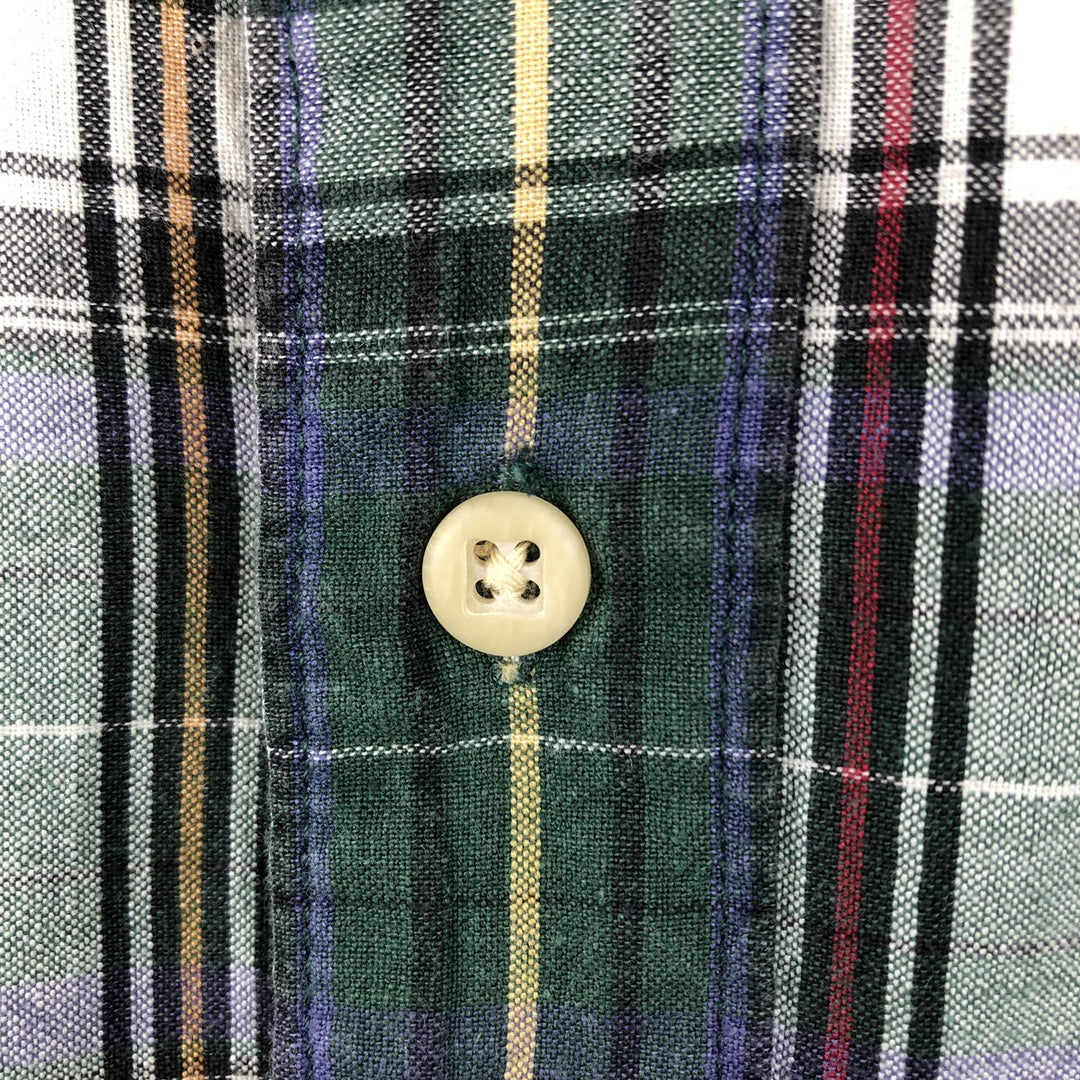 Eddie Bauer short sleeve button down check shirt, men's size M cotton green type Vintage Second Hand