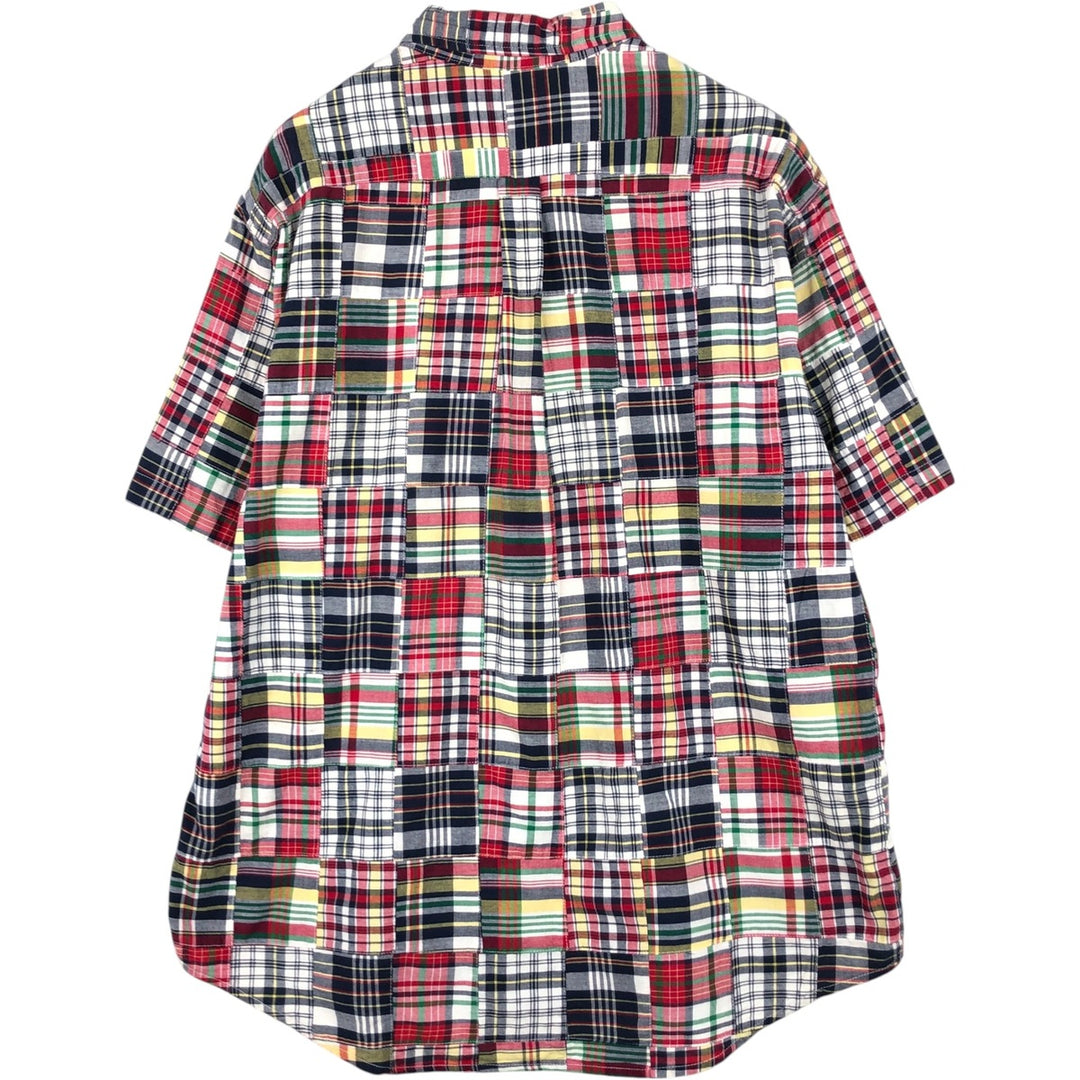 Brooks Brothers 346 Patchwork Short Sleeve Button-Down Check Shirt, Men's XL cotton red type Vintage Second Hand