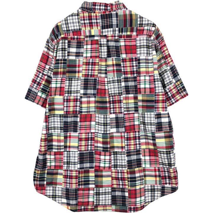 Brooks Brothers 346 Patchwork Short Sleeve Button-Down Check Shirt, Men's XL cotton red type Vintage Second Hand