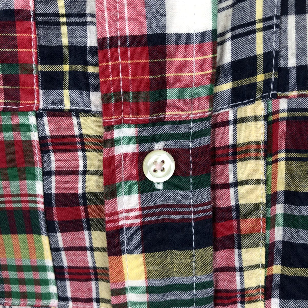 Brooks Brothers 346 Patchwork Short Sleeve Button-Down Check Shirt, Men's XL cotton red type Vintage Second Hand