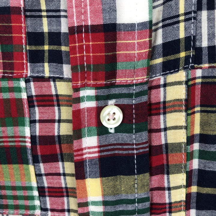 Brooks Brothers 346 Patchwork Short Sleeve Button-Down Check Shirt, Men's XL cotton red type Vintage Second Hand