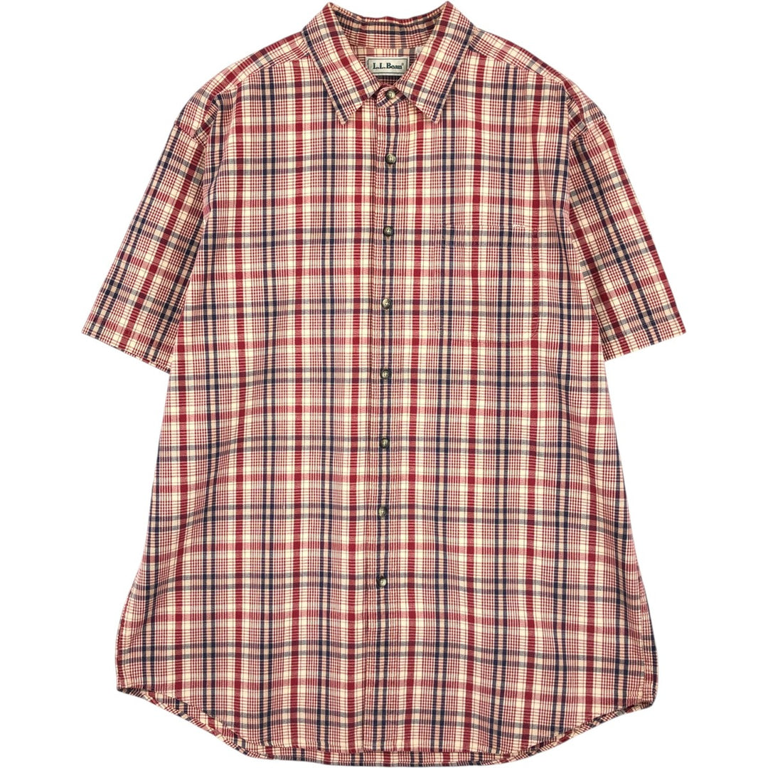 Vintage LLBean short-sleeved cotton check shirt from the 1990s, men's size XL. cotton red type Vintage Second Hand