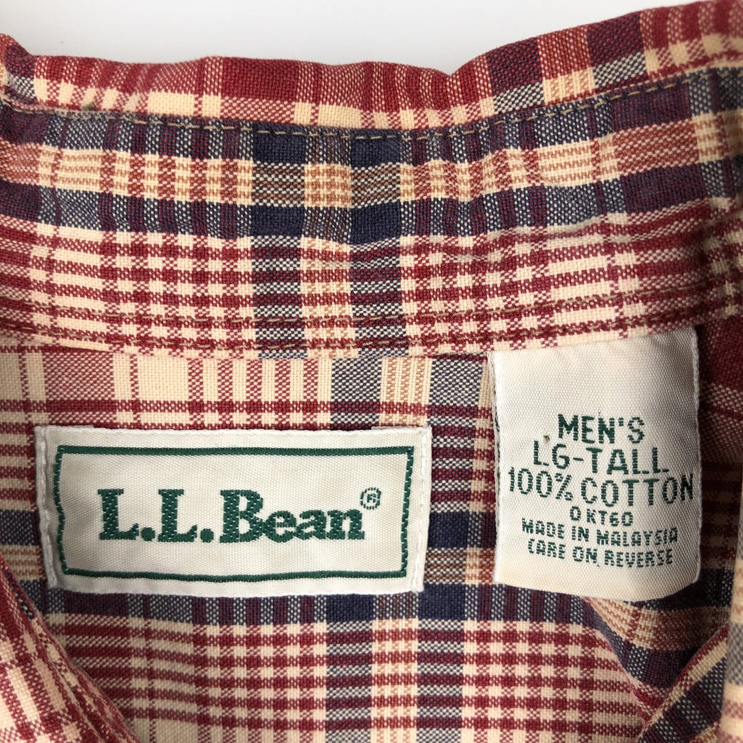 Vintage LLBean short-sleeved cotton check shirt from the 1990s, men's size XL. cotton red type Vintage Second Hand