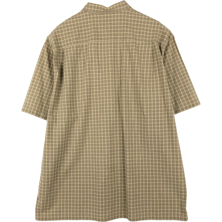 Eddie Bauer Short Sleeve Cotton Check Shirt, Box Shirt, Men's XL cotton beige type brown Vintage Second Hand