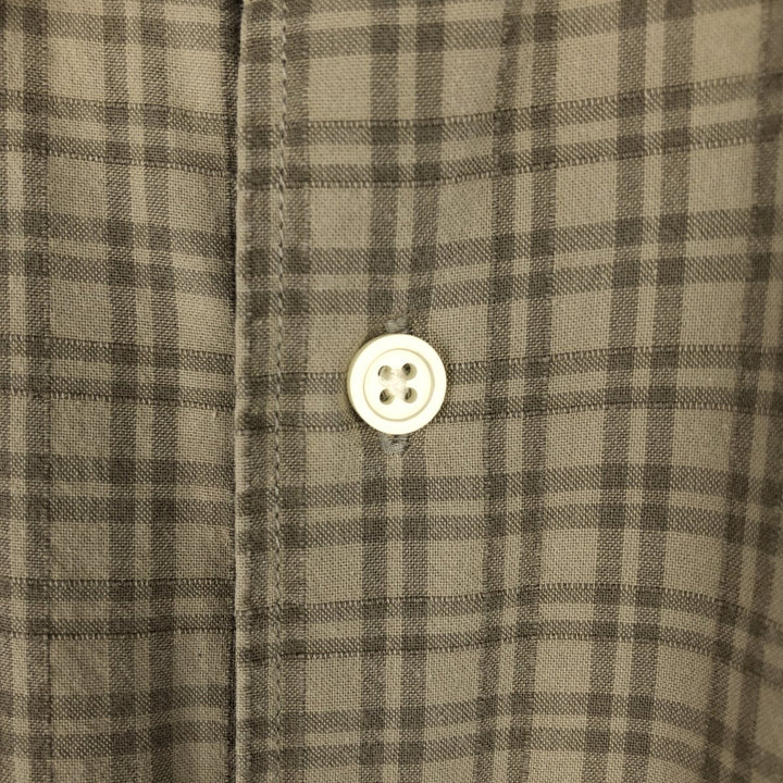 Eddie Bauer Short Sleeve Cotton Check Shirt, Box Shirt, Men's XL cotton beige type brown Vintage Second Hand