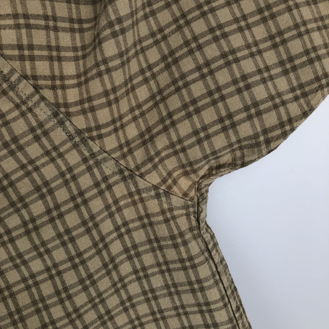 Eddie Bauer Short Sleeve Cotton Check Shirt, Box Shirt, Men's XL cotton beige type brown Vintage Second Hand