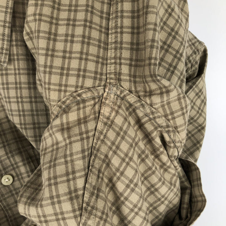 Eddie Bauer Short Sleeve Cotton Check Shirt, Box Shirt, Men's XL cotton beige type brown Vintage Second Hand
