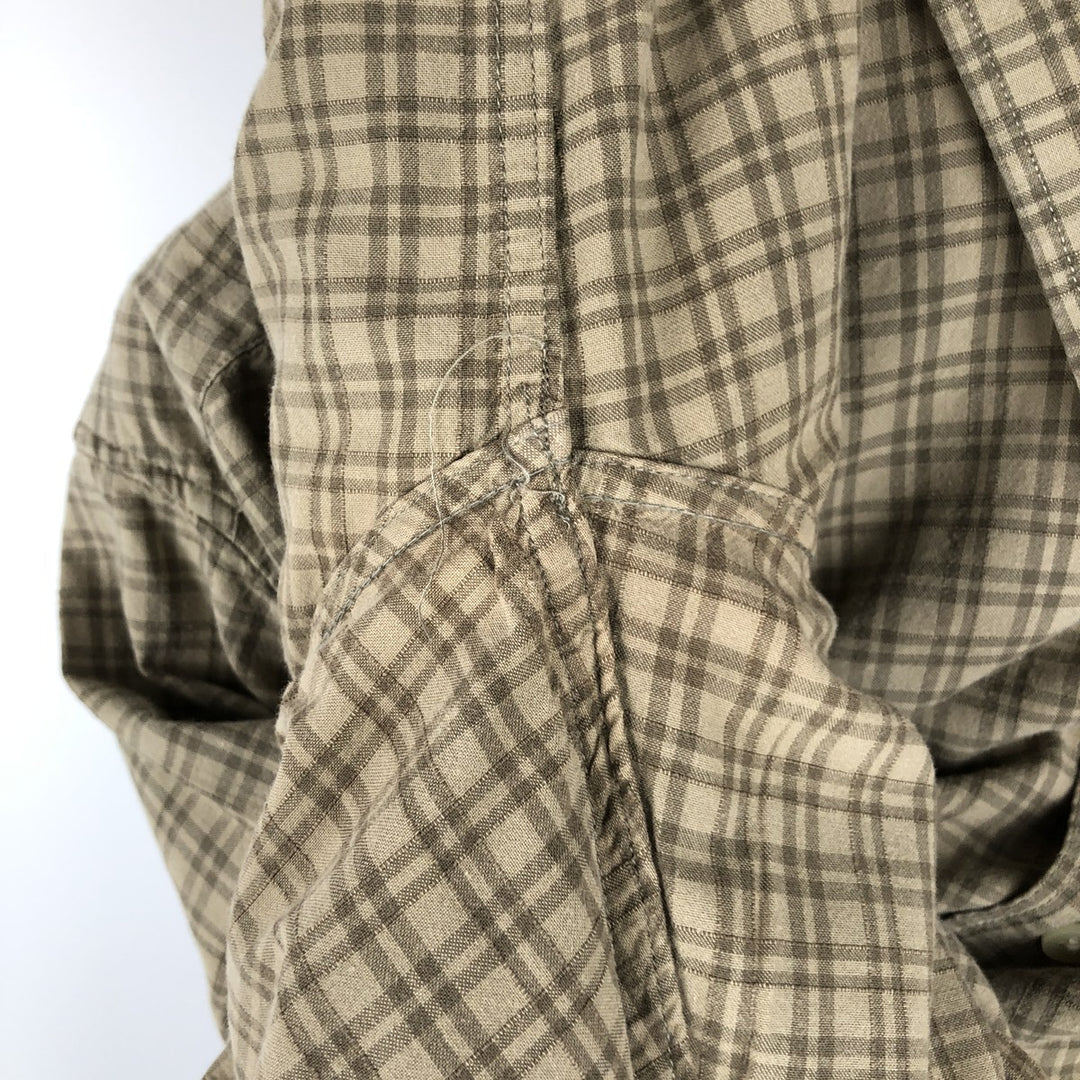 Eddie Bauer Short Sleeve Cotton Check Shirt, Box Shirt, Men's XL cotton beige type brown Vintage Second Hand