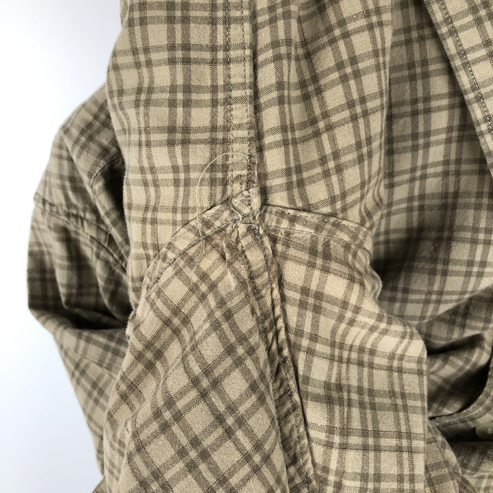 Eddie Bauer Short Sleeve Cotton Check Shirt, Box Shirt, Men's XL cotton beige type brown Vintage Second Hand