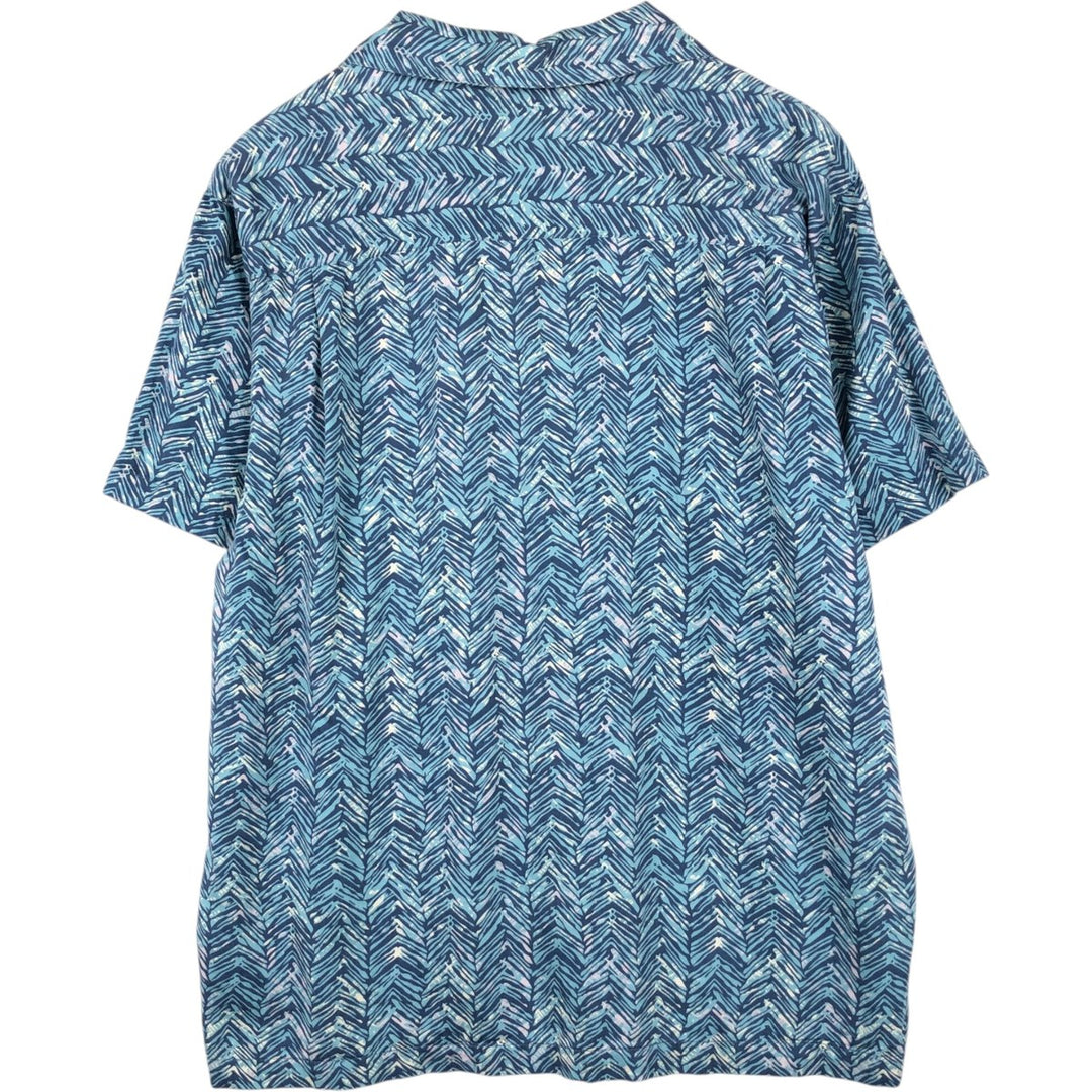 Pendleton BAMBOO SHART all-over print short-sleeved open-collar cotton shirt, boxy fit, men's size L equivalent. cotton Blue type light blue Vintage Second Hand