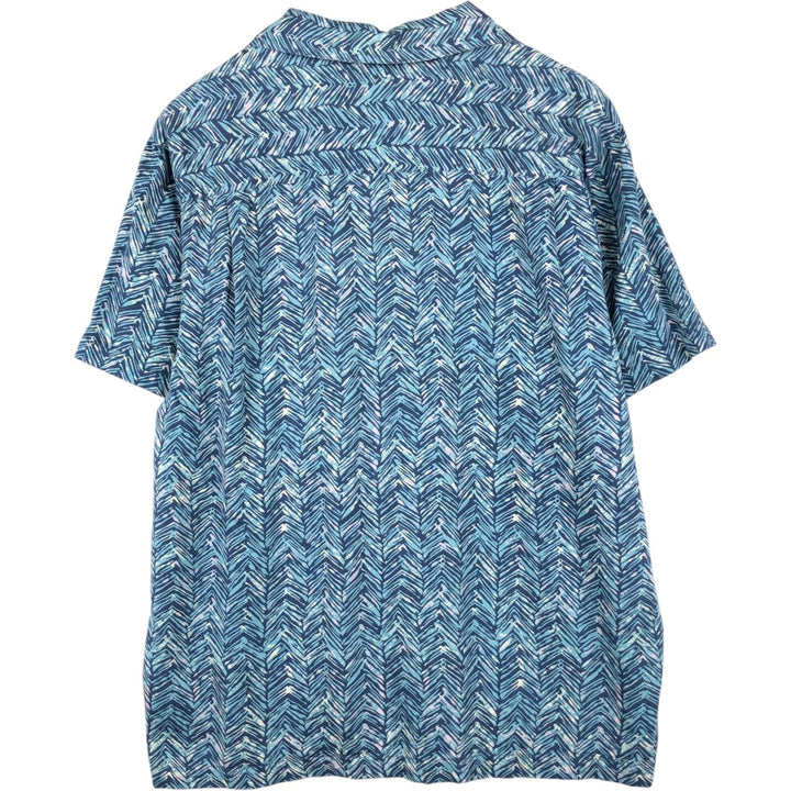 Pendleton BAMBOO SHART all-over print short-sleeved open-collar cotton shirt, boxy fit, men's size L equivalent. cotton Blue type light blue Vintage Second Hand