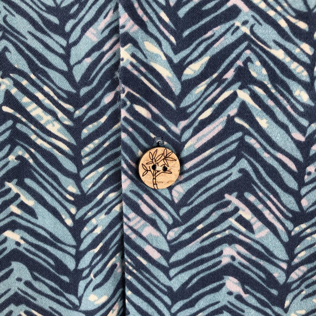 Pendleton BAMBOO SHART all-over print short-sleeved open-collar cotton shirt, boxy fit, men's size L equivalent. cotton Blue type light blue Vintage Second Hand