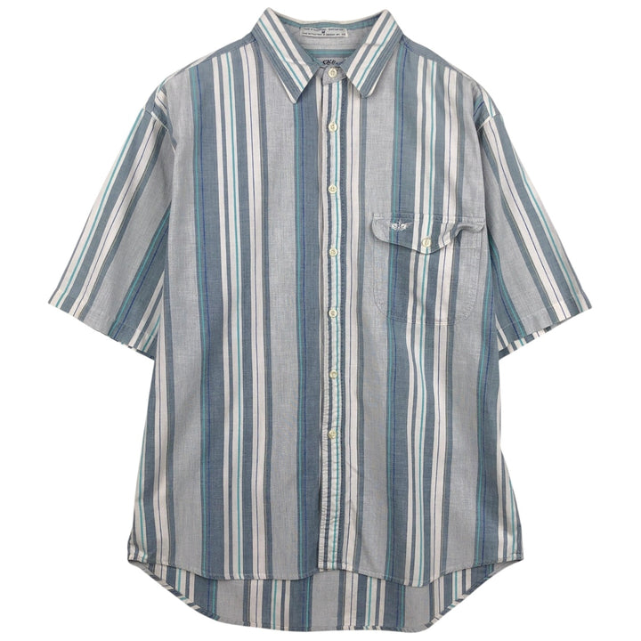 Dockers short-sleeved cotton striped shirt, men's size M (approx.) cotton white type Vintage Second Hand
