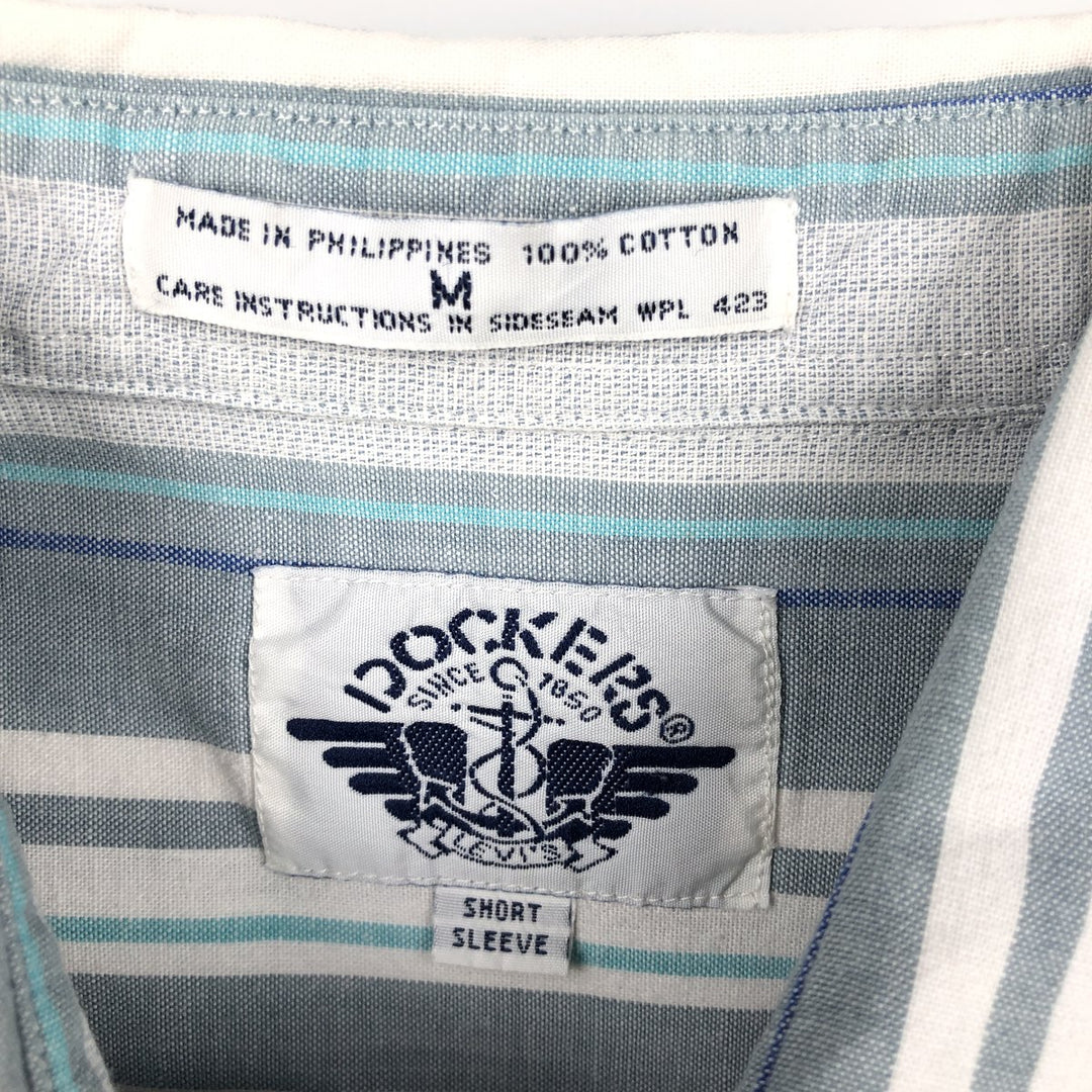Dockers short-sleeved cotton striped shirt, men's size M (approx.) cotton white type Vintage Second Hand