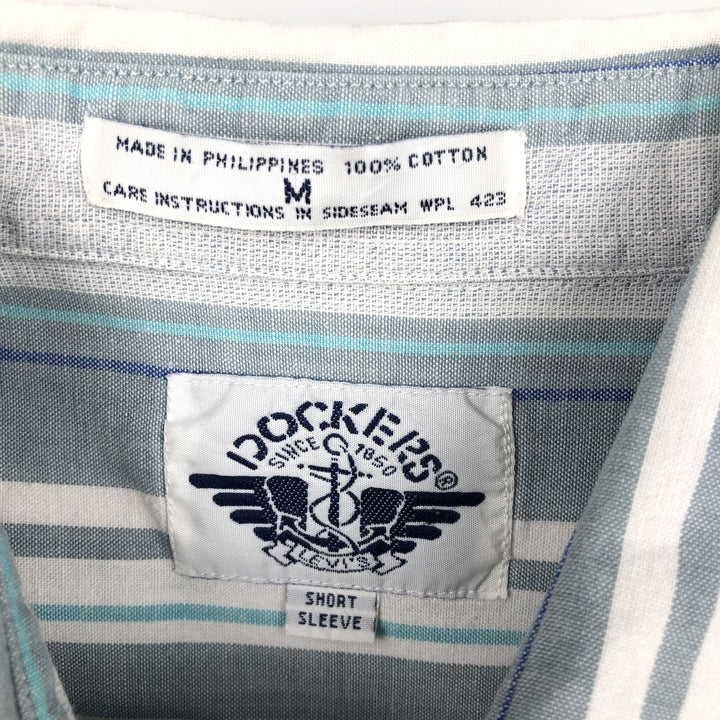 Dockers short-sleeved cotton striped shirt, men's size M (approx.) cotton white type Vintage Second Hand