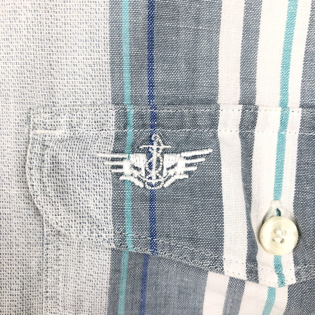 Dockers short-sleeved cotton striped shirt, men's size M (approx.) cotton white type Vintage Second Hand