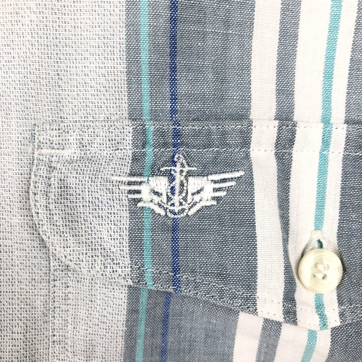 Dockers short-sleeved cotton striped shirt, men's size M (approx.) cotton white type Vintage Second Hand