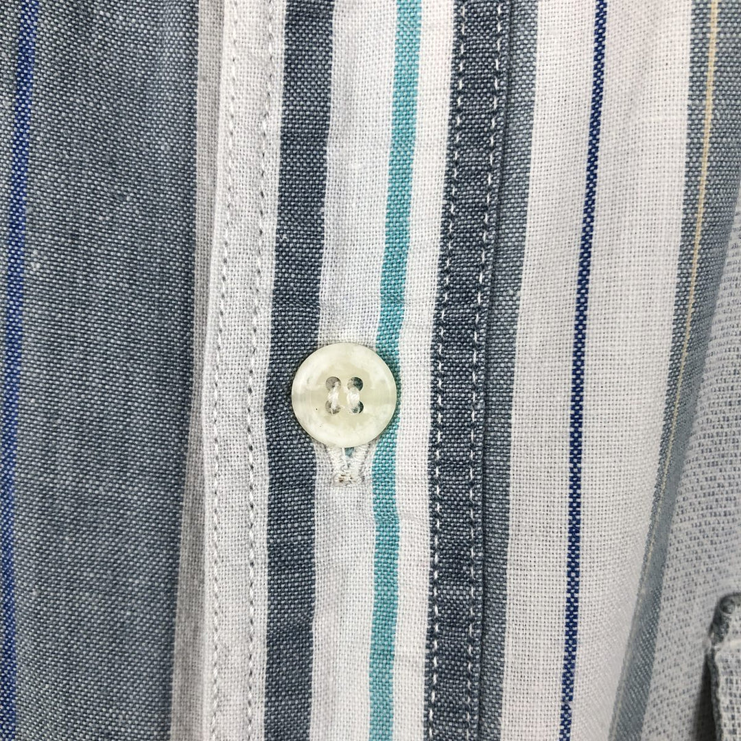 Dockers short-sleeved cotton striped shirt, men's size M (approx.) cotton white type Vintage Second Hand