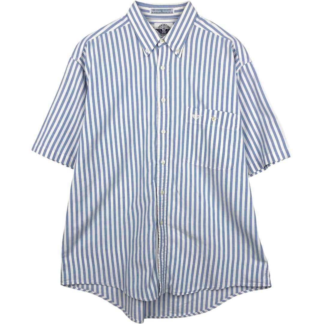 Dockers short-sleeved button-down striped shirt, men's size L (approx.) cotton white type Vintage Second Hand