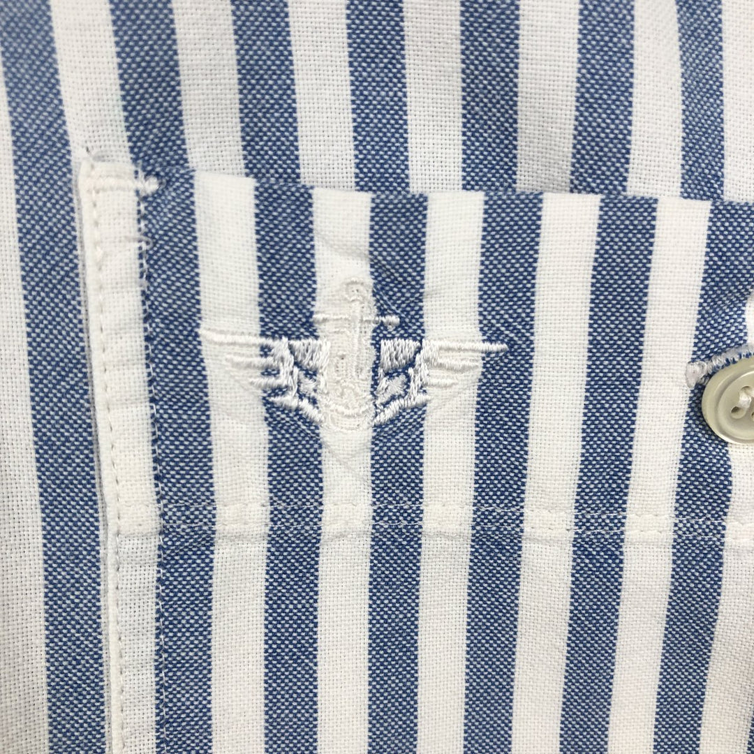 Dockers short-sleeved button-down striped shirt, men's size L (approx.) cotton white type Vintage Second Hand