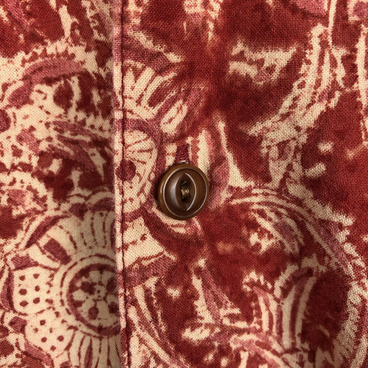 Orvis all-over floral print short-sleeved open-collar cotton shirt, boxy fit, men's size XL. cotton red type Vintage Second Hand