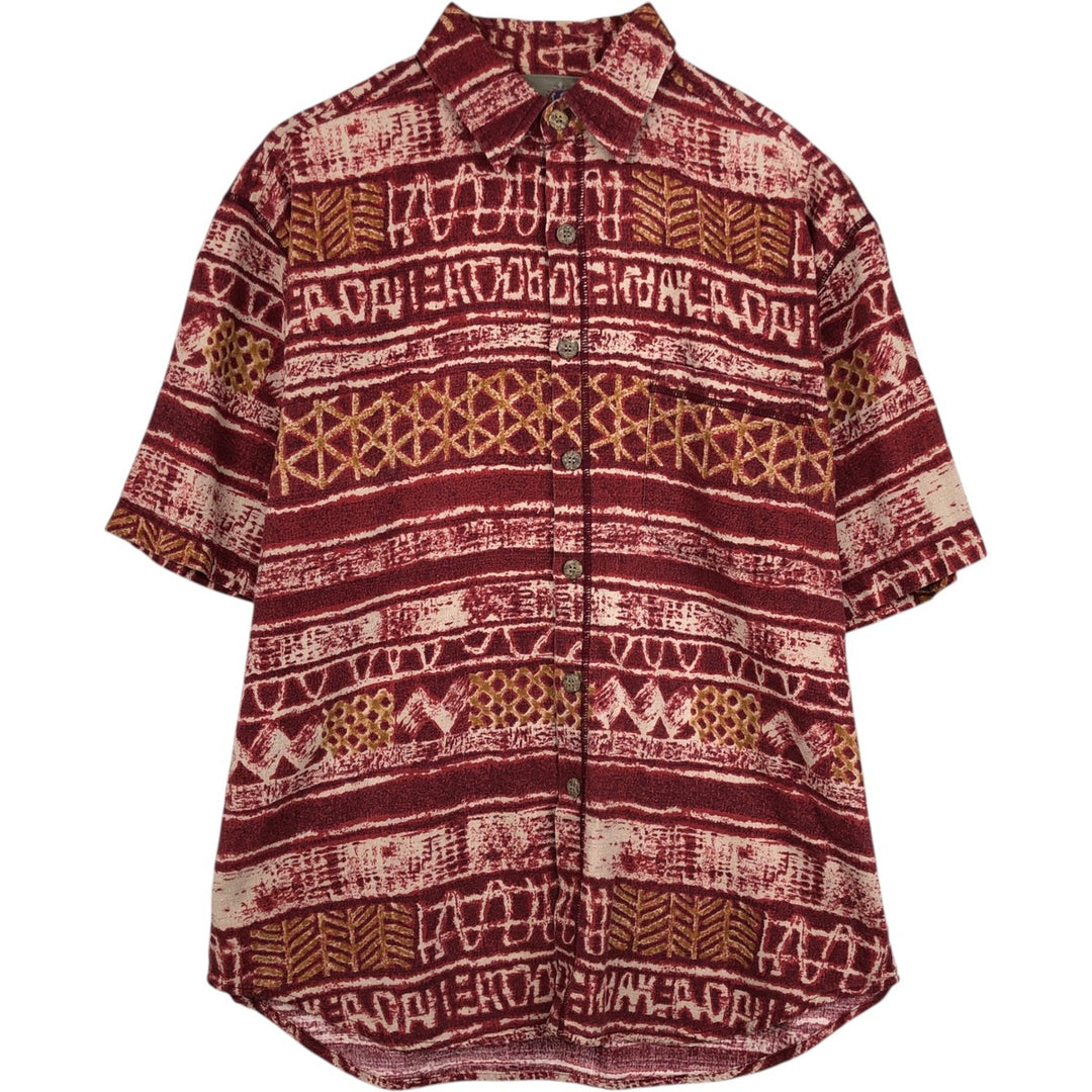 THE TERRITORY AHEAD all-over print short-sleeved cotton shirt, men's size L (approx.) cotton red type Vintage Second Hand