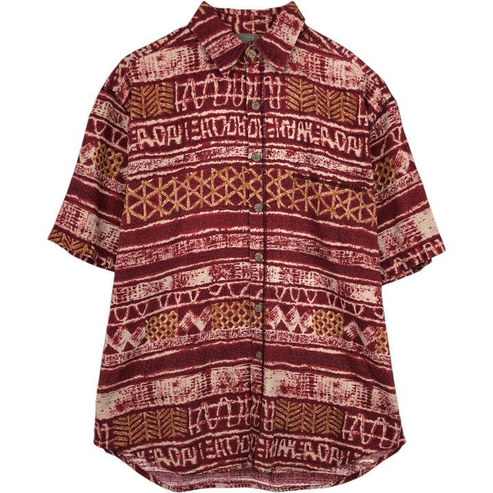 THE TERRITORY AHEAD all-over print short-sleeved cotton shirt, men's size L (approx.) cotton red type Vintage Second Hand