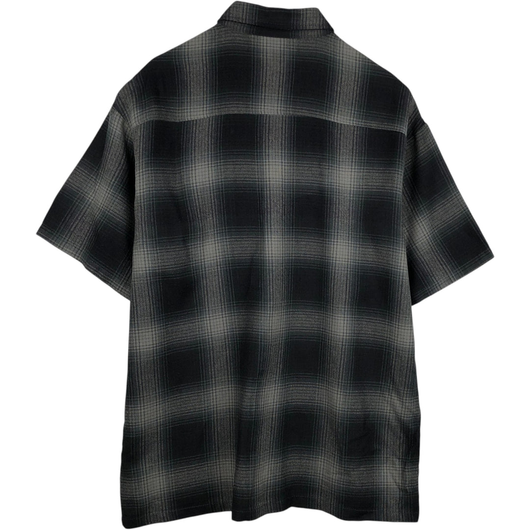 Caltop Ombre Check Short-Sleeve Check Shirt, Boxy Shirt, Made in USA, Men's XL Equivalent acrylic gray type Vintage Second Hand