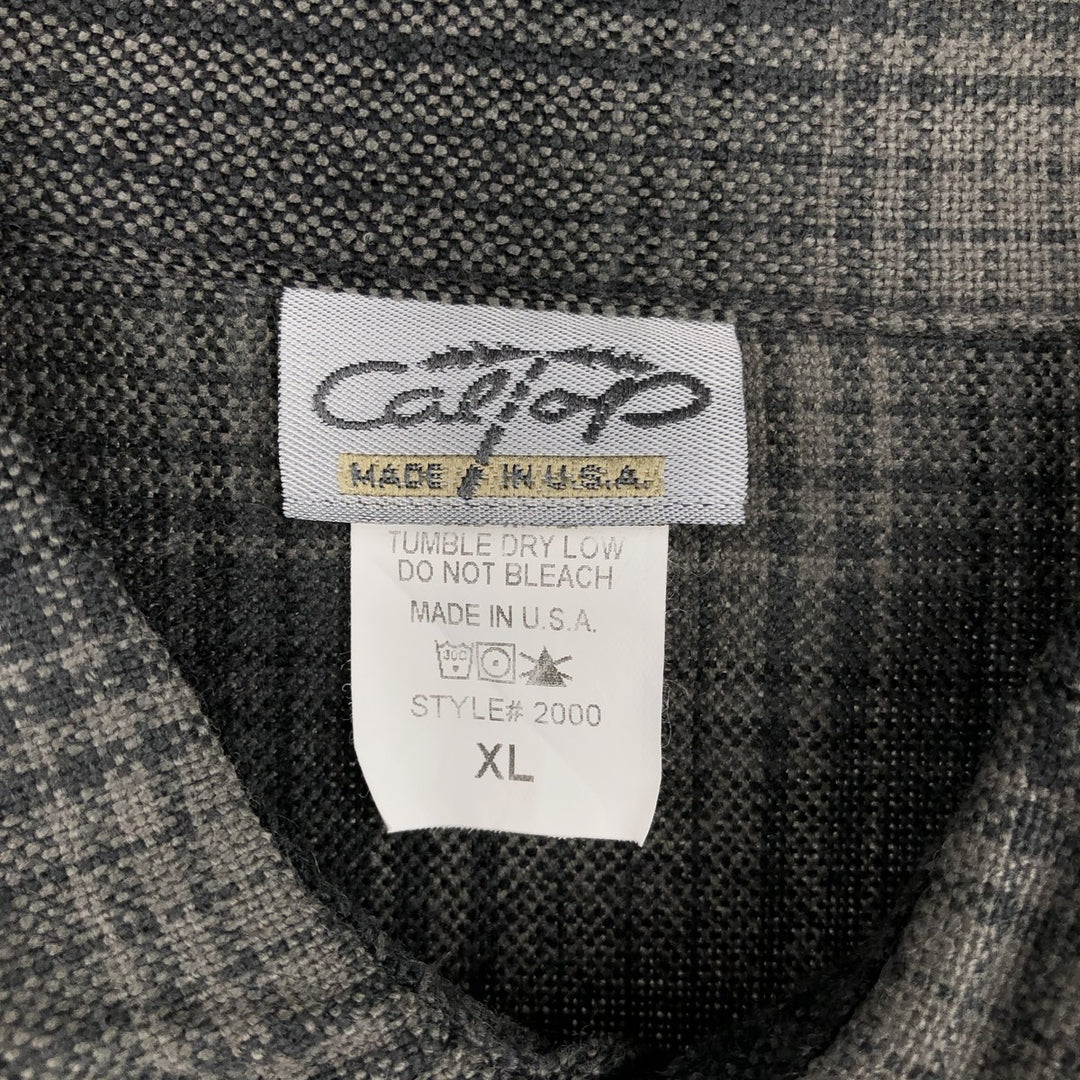 Caltop Ombre Check Short-Sleeve Check Shirt, Boxy Shirt, Made in USA, Men's XL Equivalent acrylic gray type Vintage Second Hand