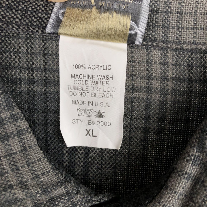 Caltop Ombre Check Short-Sleeve Check Shirt, Boxy Shirt, Made in USA, Men's XL Equivalent acrylic gray type Vintage Second Hand