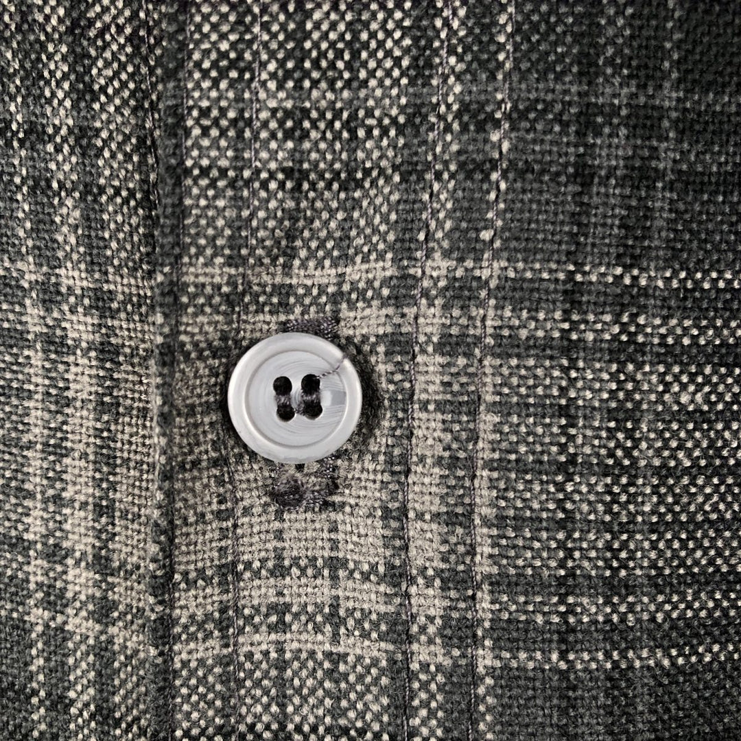 Caltop Ombre Check Short-Sleeve Check Shirt, Boxy Shirt, Made in USA, Men's XL Equivalent acrylic gray type Vintage Second Hand