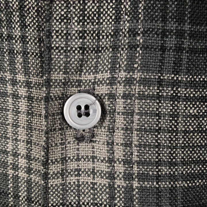 Caltop Ombre Check Short-Sleeve Check Shirt, Boxy Shirt, Made in USA, Men's XL Equivalent acrylic gray type Vintage Second Hand