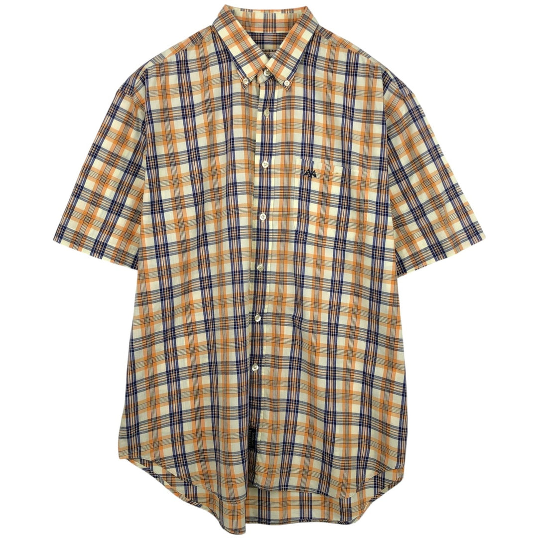 Burberry's THOMAS BURBERRY Short-Sleeve Button-Down Check Shirt, Men's Size XL (approx.) cotton yellow type Vintage Second Hand