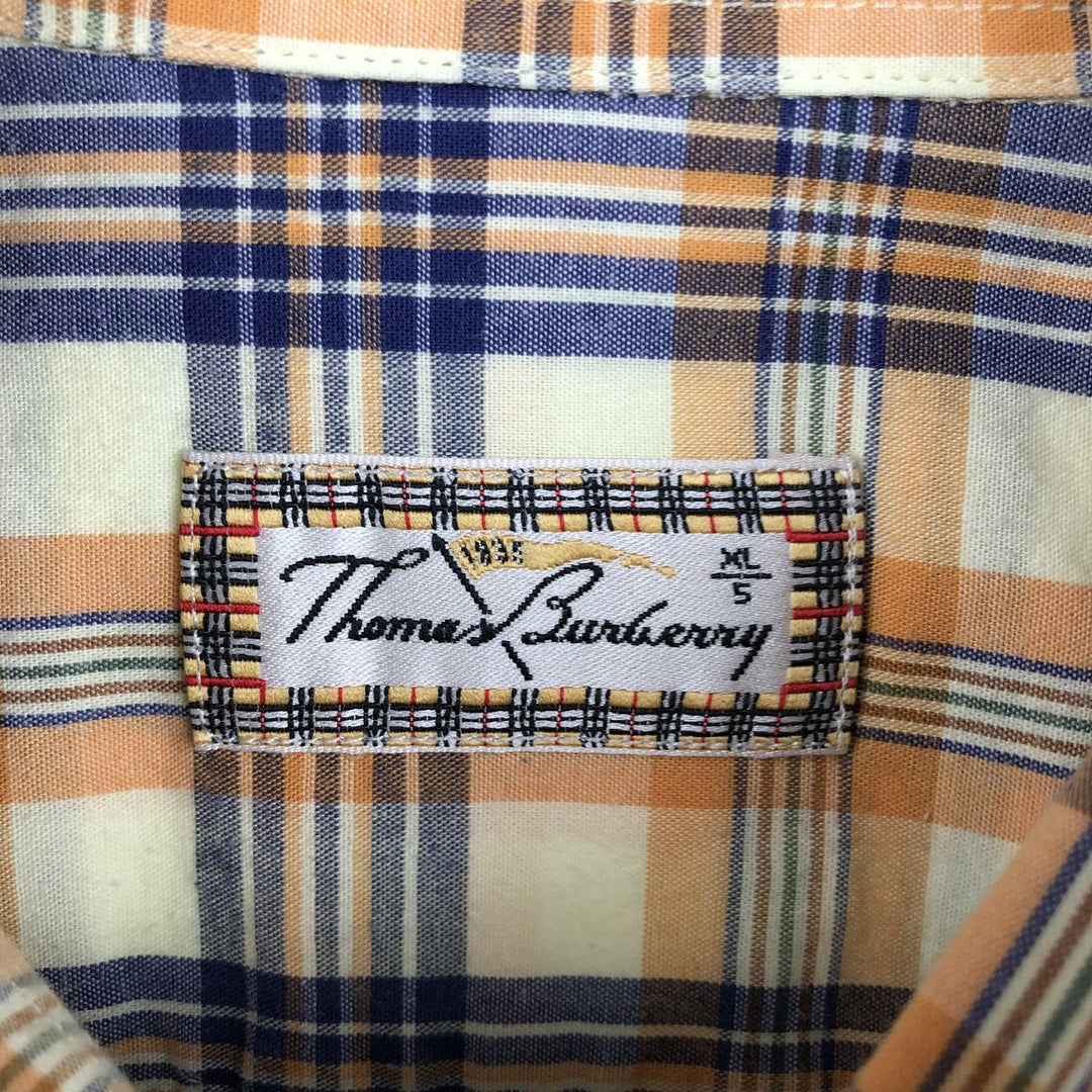 Burberry's THOMAS BURBERRY Short-Sleeve Button-Down Check Shirt, Men's Size XL (approx.) cotton yellow type Vintage Second Hand