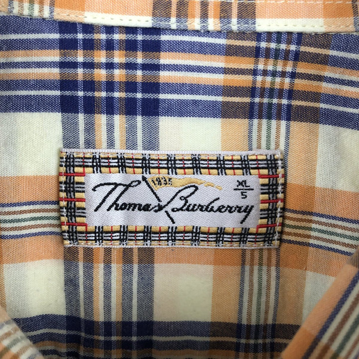 Burberry's THOMAS BURBERRY Short-Sleeve Button-Down Check Shirt, Men's Size XL (approx.) cotton yellow type Vintage Second Hand