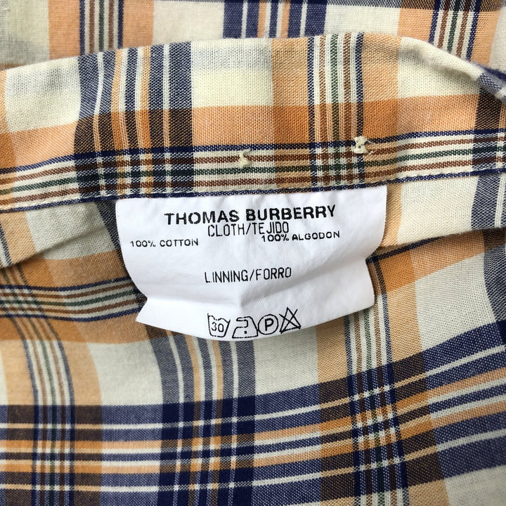Burberry's THOMAS BURBERRY Short-Sleeve Button-Down Check Shirt, Men's Size XL (approx.) cotton yellow type Vintage Second Hand