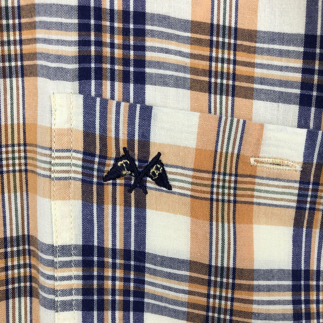 Burberry's THOMAS BURBERRY Short-Sleeve Button-Down Check Shirt, Men's Size XL (approx.) cotton yellow type Vintage Second Hand