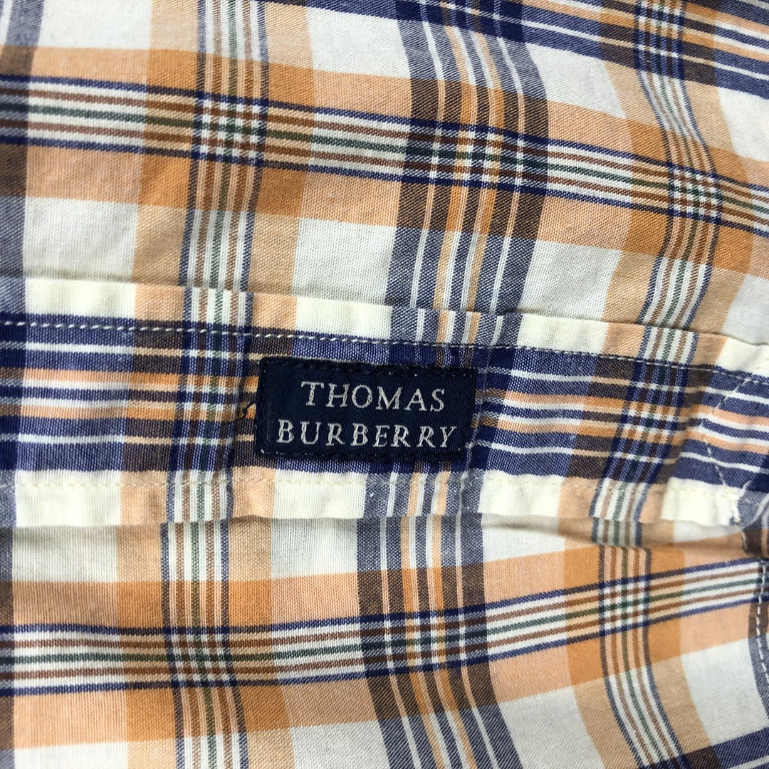 Burberry's THOMAS BURBERRY Short-Sleeve Button-Down Check Shirt, Men's Size XL (approx.) cotton yellow type Vintage Second Hand