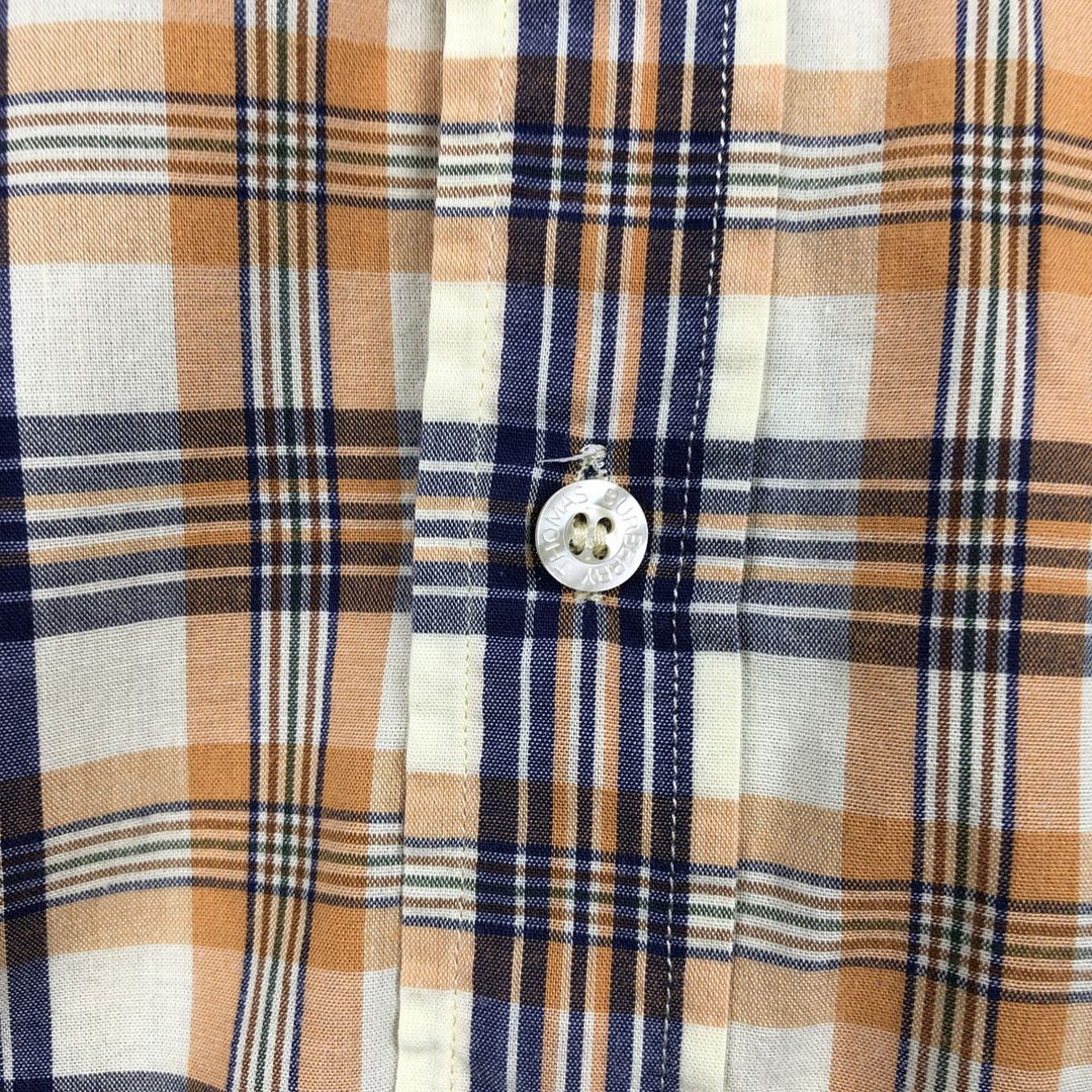 Burberry's THOMAS BURBERRY Short-Sleeve Button-Down Check Shirt, Men's Size XL (approx.) cotton yellow type Vintage Second Hand