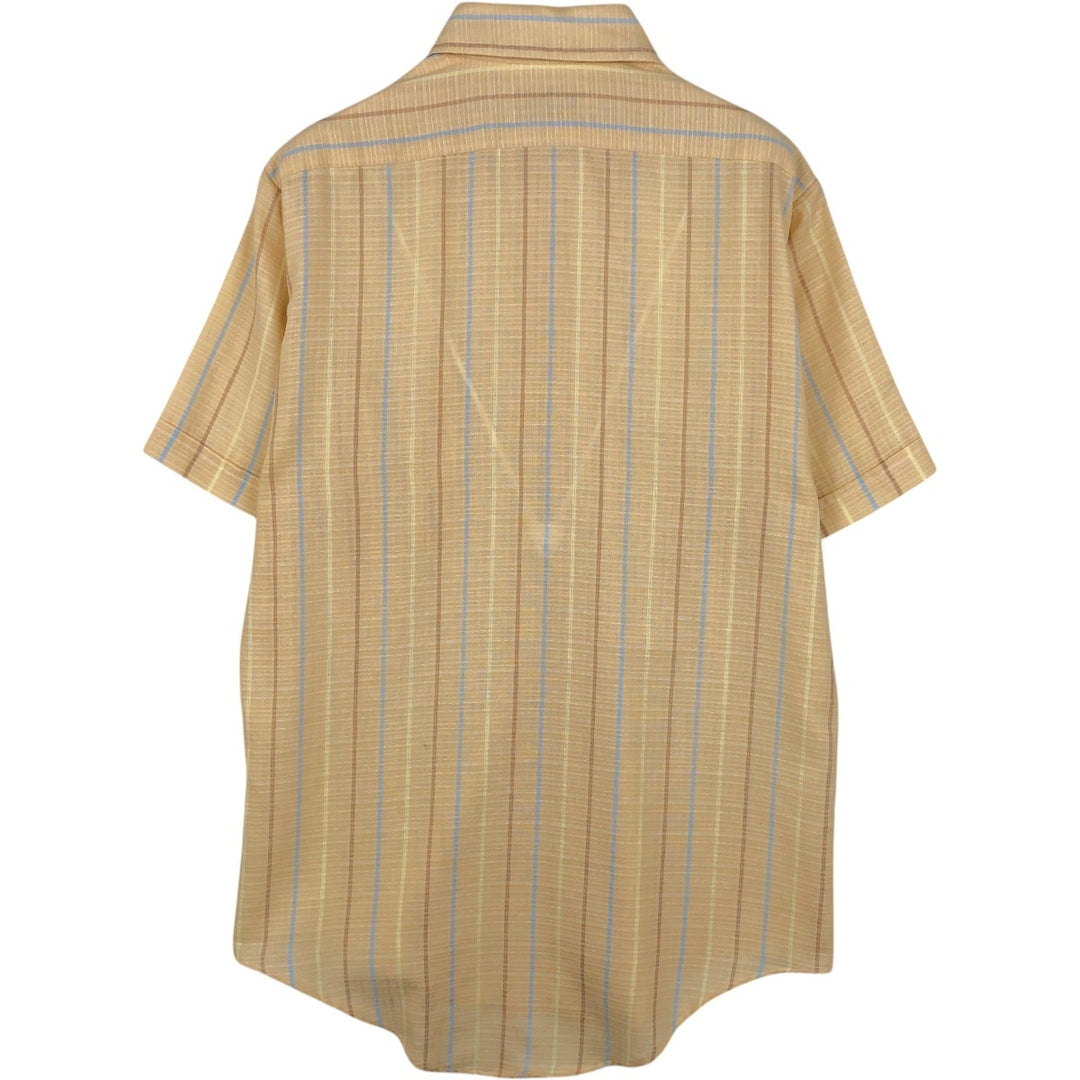 1970'S Kmart PERMANENT PRESS Stripe Pattern Short-Sleeve Poly-Cotton Shirt, Men's Size M (Equivalent), Vintage polyester Beige type Vintage Second Hand
