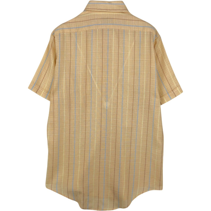 1970'S Kmart PERMANENT PRESS Stripe Pattern Short-Sleeve Poly-Cotton Shirt, Men's Size M (Equivalent), Vintage polyester Beige type Vintage Second Hand