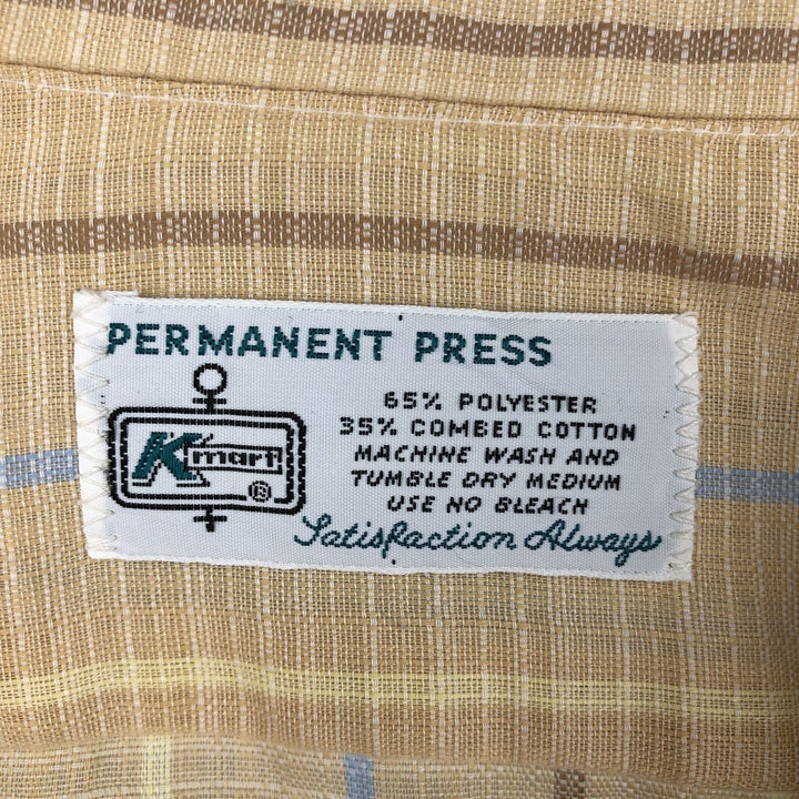 1970'S Kmart PERMANENT PRESS Stripe Pattern Short-Sleeve Poly-Cotton Shirt, Men's Size M (Equivalent), Vintage polyester Beige type Vintage Second Hand