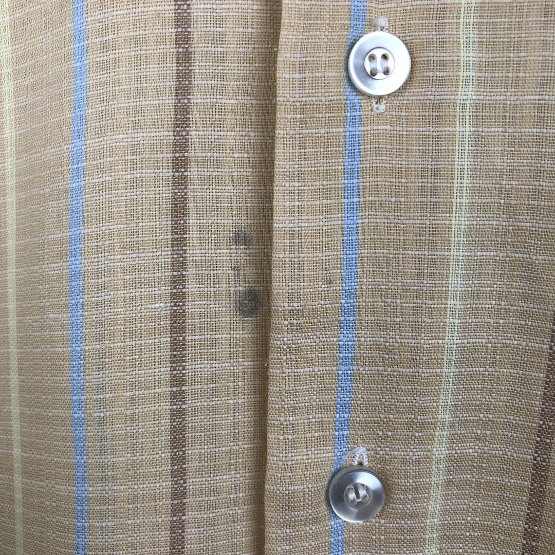 1970'S Kmart PERMANENT PRESS Stripe Pattern Short-Sleeve Poly-Cotton Shirt, Men's Size M (Equivalent), Vintage polyester Beige type Vintage Second Hand