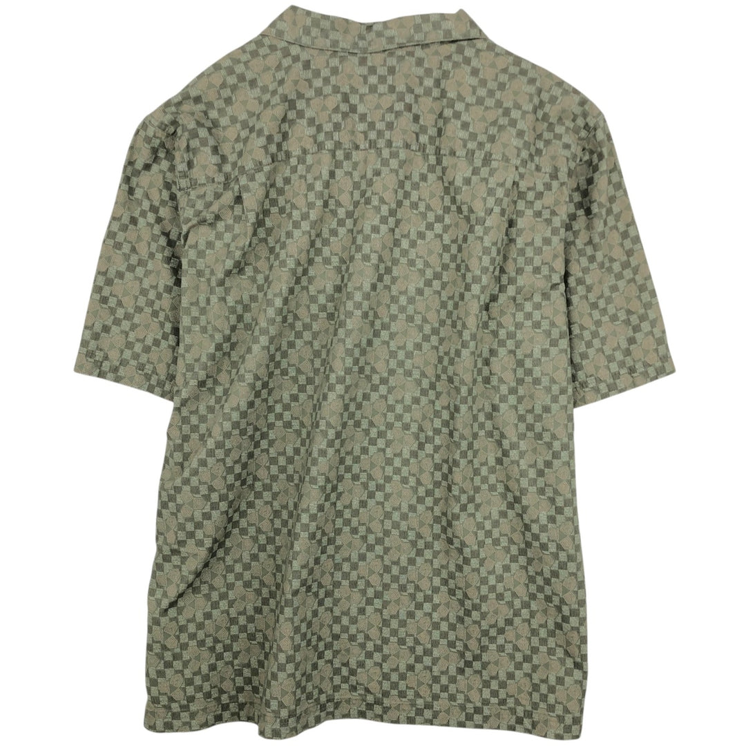 90s~00'S LLBean all-over print short sleeve open collar cotton shirt box shirt men's size L vintage cotton Khaki type Vintage Second Hand