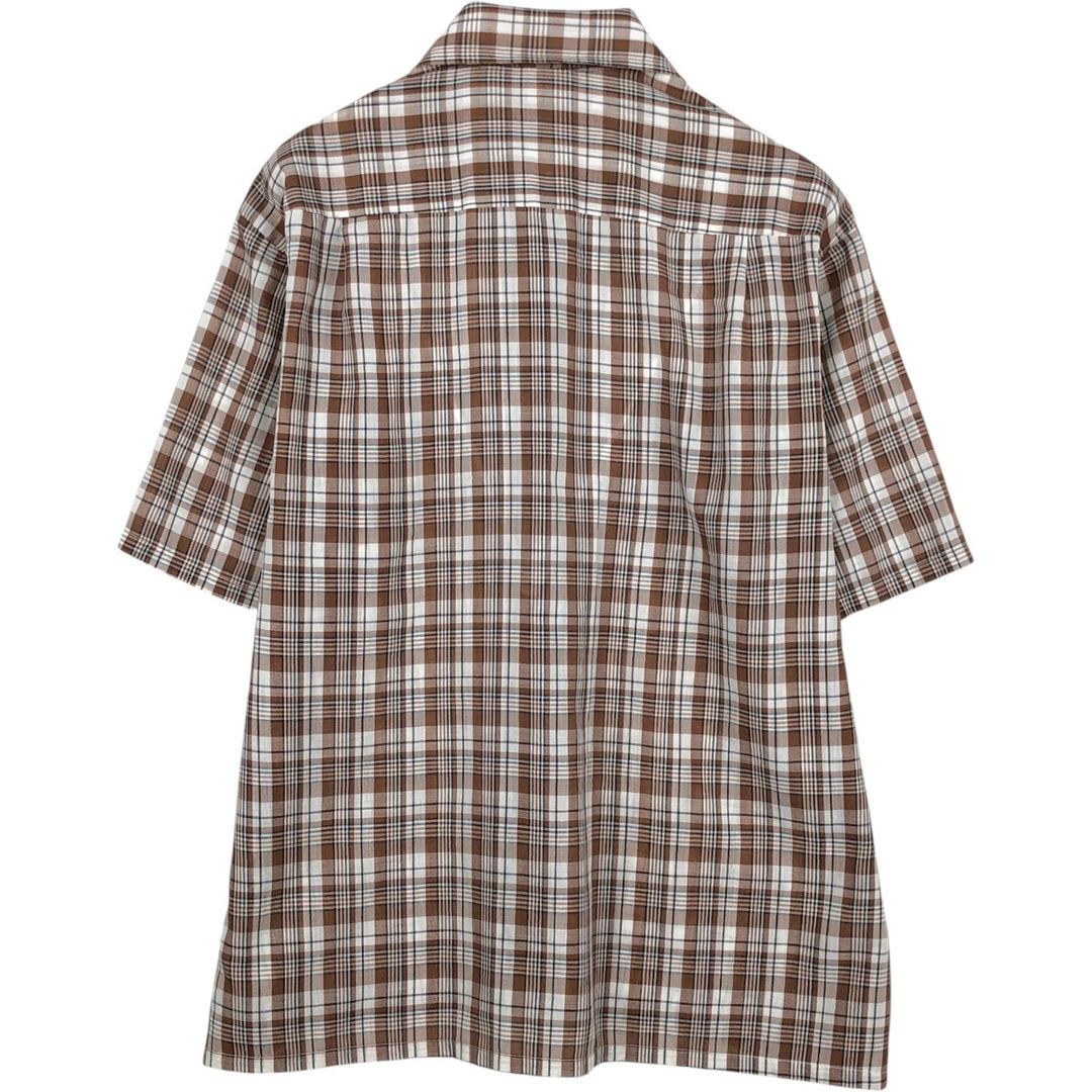 70s-80'S JCPenney Short-Sleeve Check Shirt, Boxy Shirt, Men's Size L (approx.), Vintage unclear white type Vintage Second Hand